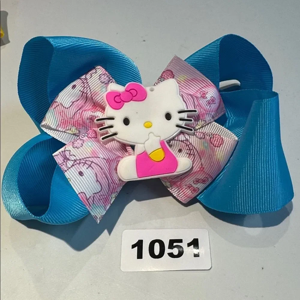 1051 Blue Color Hello Kitty Hair Bow Alligator Clip